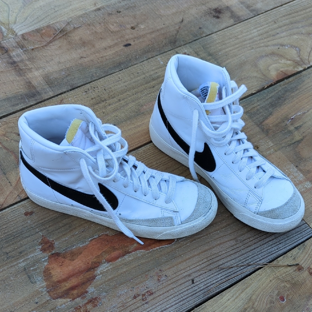 White and Black Nike Blazers